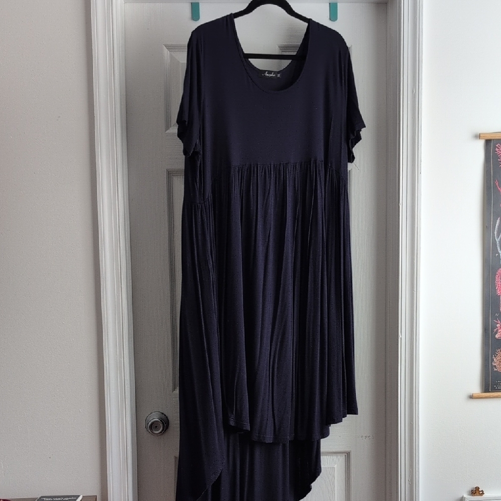 Soft Cotton Flowy High low Navy Women's Dress